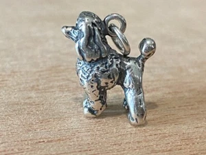 3D 14x18mm 4 gram Sterling Silver Standard Poodle Dog with Pom Poms Charm - Picture 1 of 10