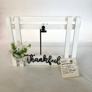 Wooden THANKFUL 10x8 in Clip Frame Photo Holder Free Standing Photo 4x6", White - Picture 1 of 10