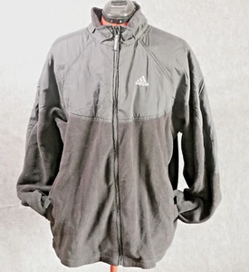 Giacca pile Adidas vintage anni 2000 uomo XL nera anni 90 Y2K full zip logo atletico - Foto 1 di 14