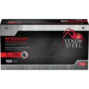 100ct -VENOM STEEL Rip Resistant Nitrile Industrial Gloves - One Size Fits Most - Picture 1 of 4