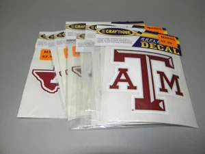 NINE TEXAS A&M 4" CALCOMANÍAS DE VINILO REFLECTANTE CRAFTIQUE CON LICENCIA OFICIAL NUEVAS - Imagen 1 de 1