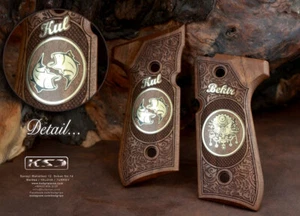 KSD Brand Beretta 92FS, 92A1, 92G, 92D, 96, M9 Compatible Walnut Grips Framed - Picture 1 of 1