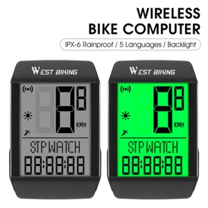 WEST BIKING Wireless Bike Computer Speedmeter Digital Odometer Waterproof LCD - Picture 1 of 12