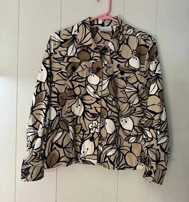 Chaqueta para mujer Alfred Dunner floral beige y negra talla 10P Foto 1 de 4