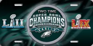 Philadelphia Eagles Super Bowl LII LIX 2017 2018 2024 2025 Lizenz Two Time Eag - Bild 1 von 1
