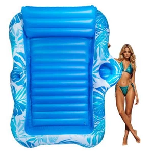 Aufblasbare Bräunung Pool Liege Schwimmer 73" x 49" Blow up Bett Floß - blau - Bild 1 von 9