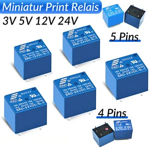 Miniatur Print Relais 3V 5V 12V 24V SPDT 4/5 Pins SRD-3/5/12/24VDC-SL-C Relay - Bild 1 von 10