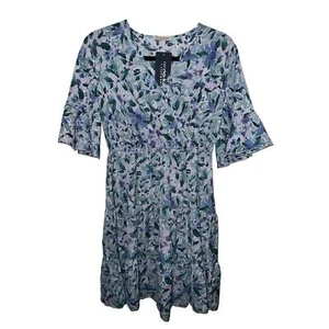 Anna-Kaci Women’s Blue Floral V-neck Summer Dress Size Medium - Picture 1 of 4