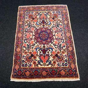 Oriental Rug Bidjar 97 X 69 CM Roses Bijar Beige Persian Carpet Hand Knotted - Bild 1 von 11