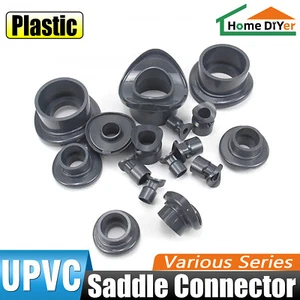 UPVC Saddle Joint Insert Rainwater Down Pipe Drill In Clip On Boss Multi Size - Picture 1 of 7