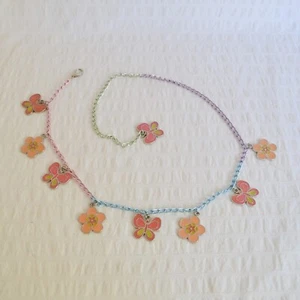 Vintage Y2K Hip Belt Kids XS Link Chain Silver Tone Metal, Butterflies Flowers - Picture 1 of 6
