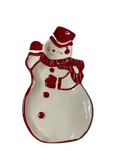 Prima Design Christmas Holiday Snow Man White Red Spoon Rest Hand Wash Only - Picture 1 of 4