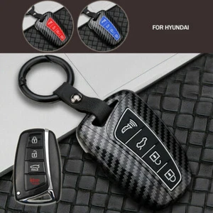 Carbon Fiber ABS Car Key Fob Case Cover Bag For Hyundai Genesis Santa Fe Equus - Foto 1 di 9