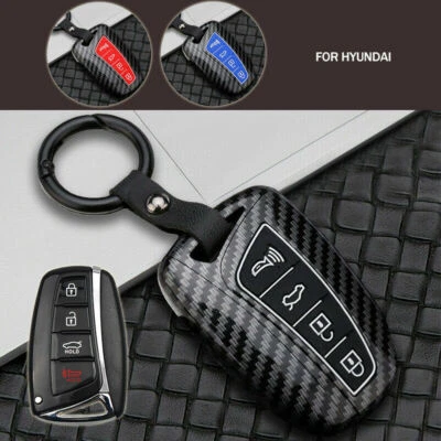 Funda protectora de fibra de carbono ABS para llavero de coche para Hyundai Genesis Santa Fe Equus Foto 1 de 4
