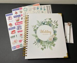 Wedding Planner Organizer Bridal Journal with Diamond Pen, Stickers 9.5"x11.5"