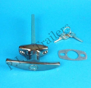 Chrome T Handle Door Lock & 2 Keys for Catering Trailer, Motor Home Caravan - Imagen 1 de 2