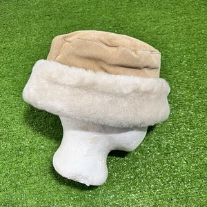 Vintage Wilsons Leather LG Suede Leather Beanie Fur Trim y2k Camel Color - Bild 1 von 5