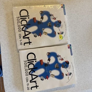 Broderbund ClickArt 300 000 avec manuel d'utilisation 1 et 2 scellés 1 à 10 20 CD OOP - Photo 1/11