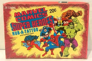 1980 Donruss Marvel Comics Super Heroes Rub-A-Tattoo Box 36ct - Picture 1 of 8