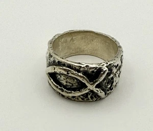 James Avery Sterling Silver  Ichthus Fish Wide Band Ring- Size 9 - Picture 1 of 5