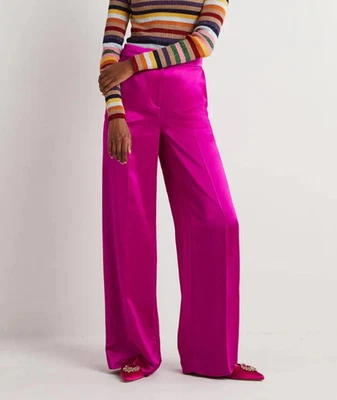 BNWT Boden Wide Leg Satin Trousers Sz 16 R Fuchsia - Image 1 of 4