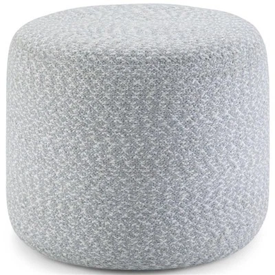 Trent Home Boho Round Braided Pouf in Blue and Natural Cotton - Image 1 of 4