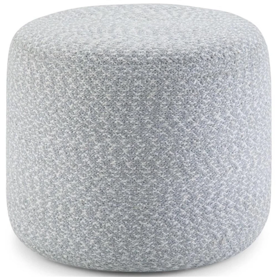 Trent Home Boho Round Braided Pouf in Blue and Natural Cotton - Image 1 of 4
