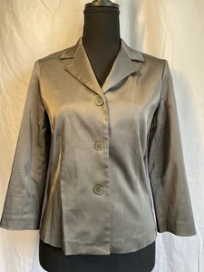 Theory Women’s Blazer Silver Gray Shimmer Medium Petite Business Career - Picture 1 of 16