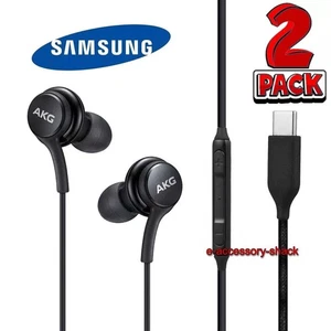 2 Pack USB-C Earbuds Earphones Stereo Braided Cable OEM Original Samsung AKG - Picture 1 of 4