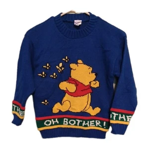 Vintage kids/youth boys Winnie The Pooh Sweater Blue Size Large(7) used As-Is - Picture 1 of 6