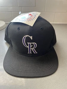 Vintage Colorado Rockies Snap Back Mütze - Logo 7 - Schwarz MLB Neu! Mit Etikett - Bild 1 von 5