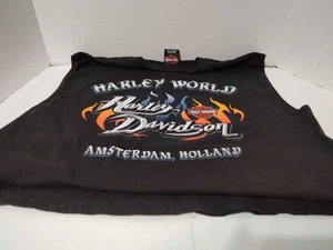 Harley Davidson Harley World T shirt Amsterdam 20004 Cutoff Mens XL Sleeveless - Picture 1 of 13