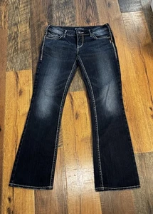 Silver Jeans Aiko Bootcut Jeans Women's Size 31x33 Stretch Dark Low Rise Thick - Picture 1 of 6