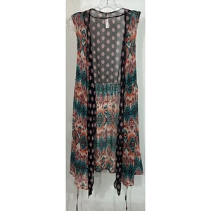 Xhilaration Sheer Multicolor Boho Print Sleeveless Vest XXL - Picture 1 of 8