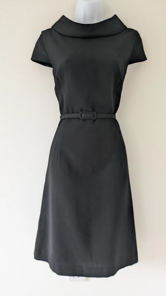 Stylish Hobbs Black Wool Autumn/Winter Belted Shift Dress Size UK 10 - Image 1 of 4