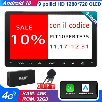 ATOTO S8MS DAB+ autoradio 2 Din Android 9pollici 4G LTE ChatGPT Traccia GPS NAVI - Immagine 1 di 4