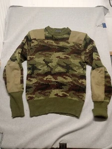 Oshmans Sweater Mens Size Large Camouflage Knit Army Green Vintage Outdoor - Picture 1 of 13