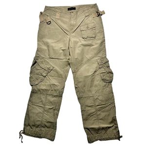 Pantalones cargo Moda International para mujer 6 caqui 100 % algodón pierna recta cremallera mosca - Imagen 1 de 8