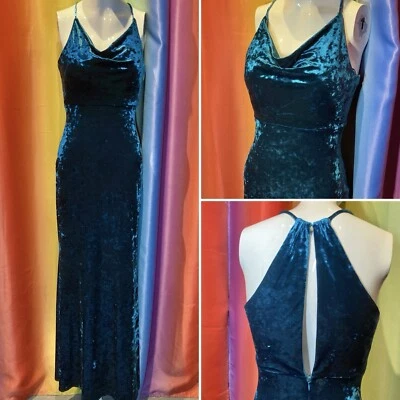 Maxi Vestido De Colección Años 90 Morgan Baile de graduación Sin Mangas Hada Grunge Sirena Gótico Corte Sesgado Terciopelo XS Foto 1 de 4