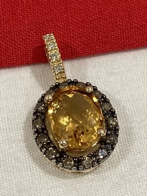 Colgante EFFY BH Oro Amarillo Sólido 14k Citrino Blanco y Chocolate Diamante Firmado Foto 1 de 4