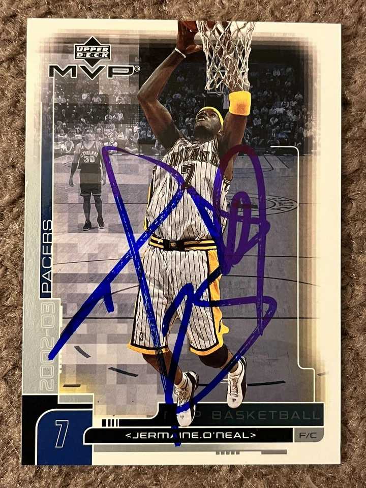 Jermaine O’Neal 2002-03 NBA Upper Deck MVP Autographed Signed Card ~ Pacers - Image 1 of 1