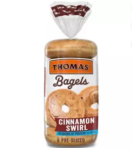 Thomas' Cinnamon Swirl Pre-Sliced Bagels, 6 Count, 20 oz Bag - Picture 1 of 1