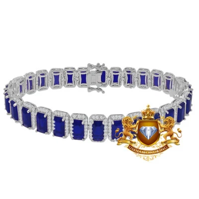 Solitaire 14K White Gold Finish 6.00 Cwt. Tennis Link Bracelet 10mm Unisex 8.5'' - Image 1 of 4