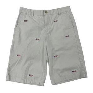 Vineyard Vines Khaki American Flag Whale Embroidered Chino Short Boys 18 ASIS - Picture 1 of 5