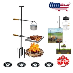 Durable Fire Resistant BBQ Grill with Adjustable Height & Stainless Steel Grate - Picture 1 of 9