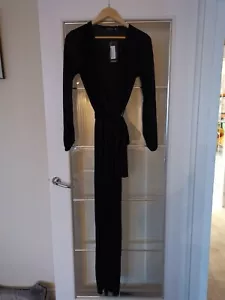 Nuevo con etiquetas Mono Boohoo Mujer Negro Poliéster Una Pieza Talla 8 Cuello en V, Piernas Anchas - Imagen 1 de 15