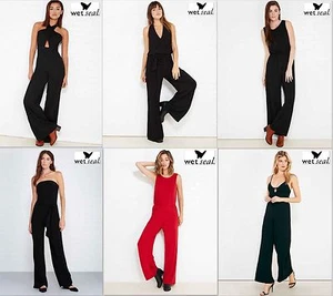 NUEVO CON ETIQUETAS S, M,L,XL De Sello Húmedo Gran Para mujeres Brote Pierna Ancha Negro Rojo Mono Nuevo - Imagen 1 de 2