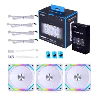 Lian Li UNI Fan SL120 V2 120mm ARGB PWM Fan 3-Pack with Controller White - Image 1 of 4