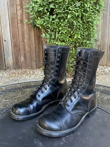 Vintage Corcoran Combat Springerstiefel schwarz Leder Herren Größe 10 D hergestellt in den USA - Bild 1 von 10