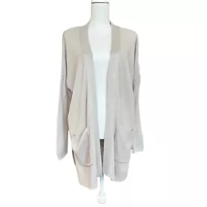 Cardigan da donna grigio cotone su maglia tasche anteriori aperte a goccia XS - Foto 1 di 5